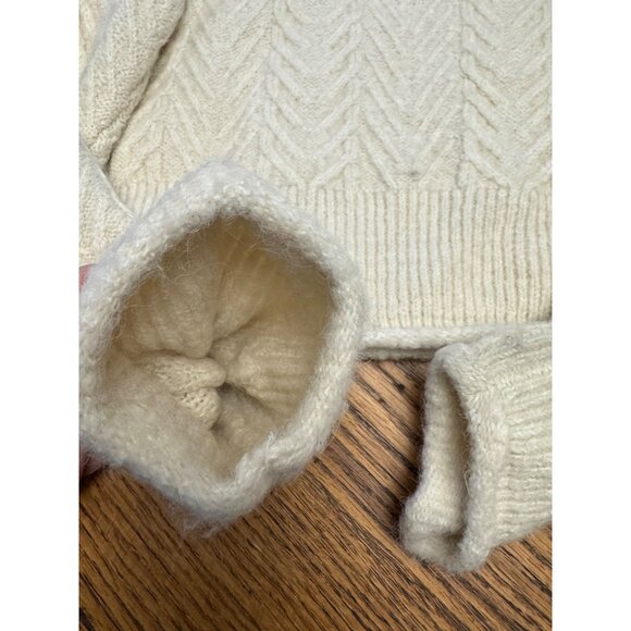 ASTR The Label Womens Sweater S Ivory Cable Knit Mock Neck Cropped - Picture 8 of 11